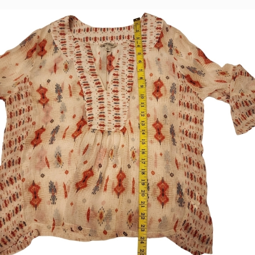 Lucky Brand Semi Sheer Western Blouse Size L - Picture 8 of 14
